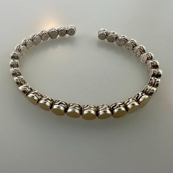 925 Sterling Silver & 18K Yellow Gold John Hardy Dot Flex Cuff Bracelet - 7" - Picture 13 of 14